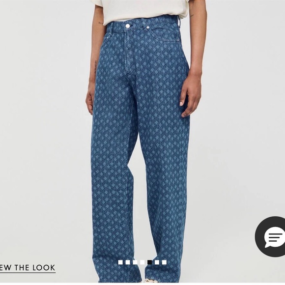 Sandro Indigo Patterned Jeans with Tan Patch - Picture 6 of 7